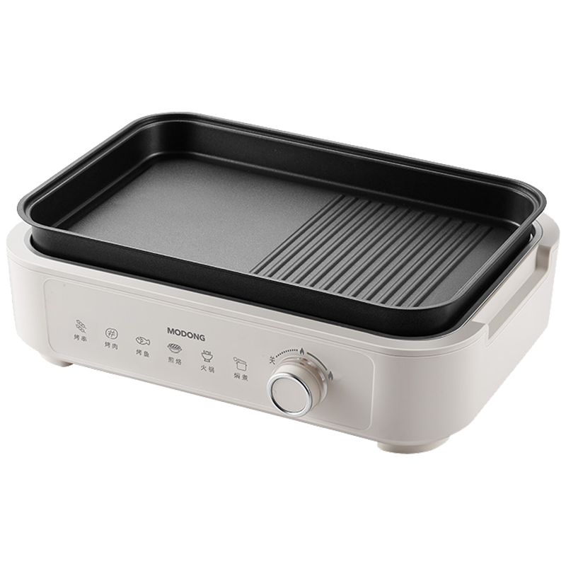 摩动煎烤盘多功能料理锅烤盘可拆卸烤盘分体火锅涮烤一体锅煎锅MD-KP01Y