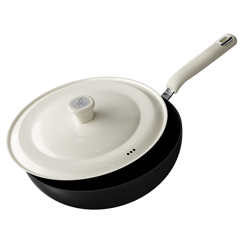 中科德马克女士轻量铁锅炒菜锅家用无涂层电磁炉燃气灶专用熟铁平底炒锅 [轻至1KG]+带盖 28cm