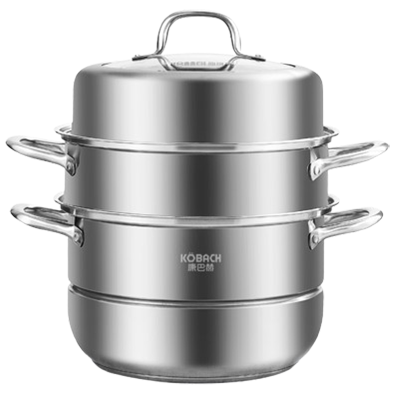 康巴赫蒸锅28cm三层蒸锅多功能蒸煮一体锅可视锅盖KBH28TB1