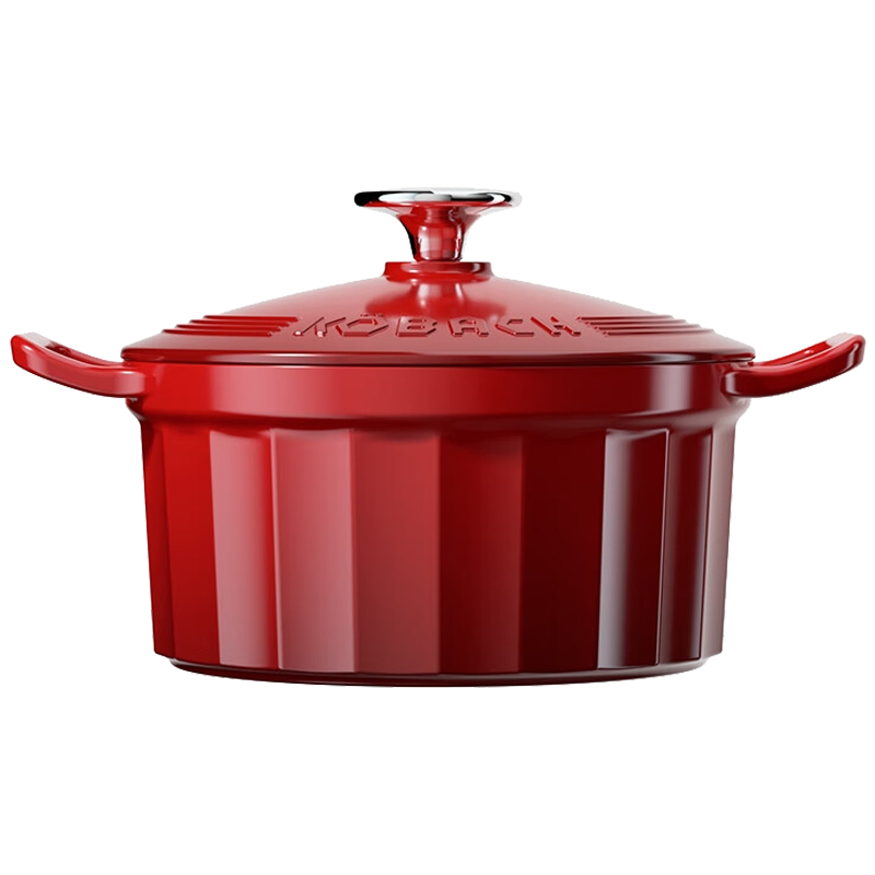 康巴赫汤锅22cm樱桃红家用炖汤煮粥可用溢彩珐琅铸铁汤锅KGF-D22A