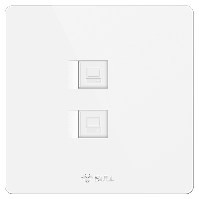 bull公牛电脑电话开关插座面板86型墙壁开关G12大板白网线电话插座插孔面板电话线插座面板