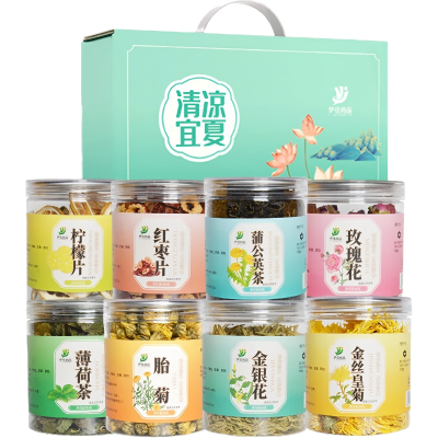 伊佳尚品 清凉一夏防暑组合 柠檬片,红枣片,蒲公英茶,玫瑰花茶薄荷茶胎菊金银花金丝皇菊 380g/套