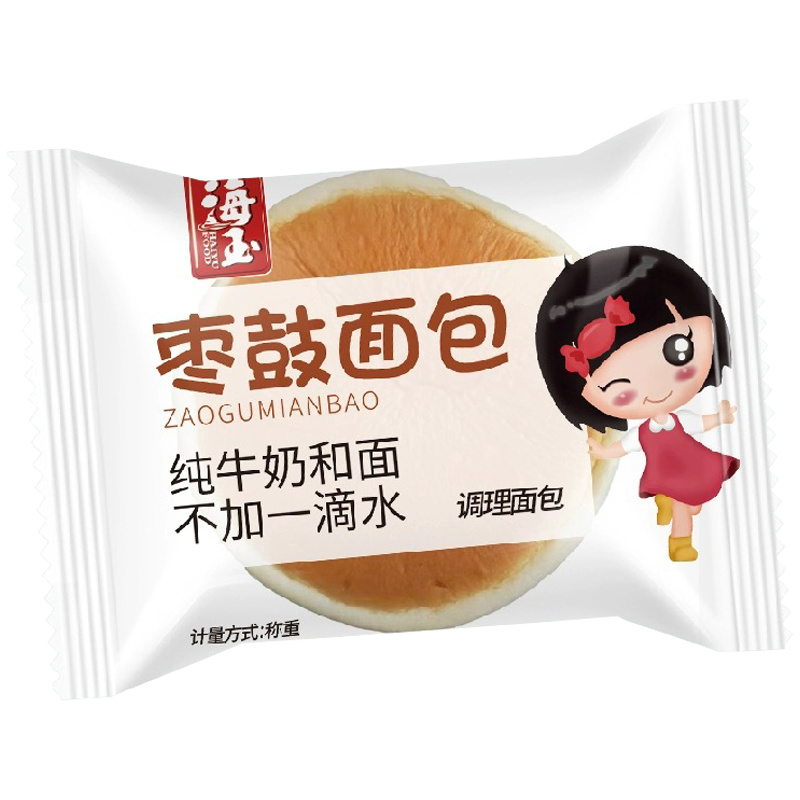 海玉面包营养早餐代餐点心均衡配比纯正奶香休闲食品枣鼓面包500g