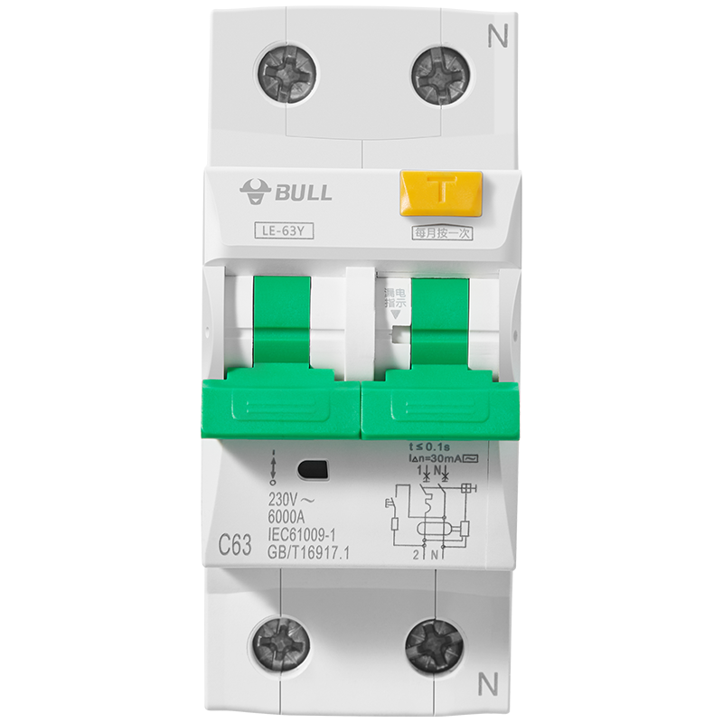 BULL公牛漏电1P+N漏电保护器小型断路器空气开关电闸16A20A25A32A40A63A