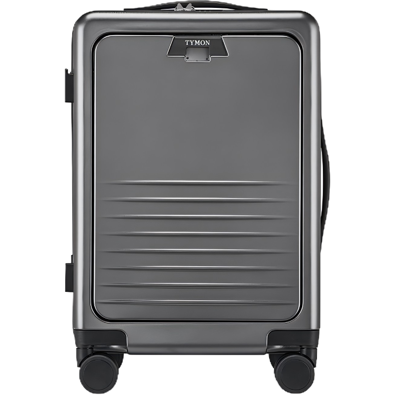 Tymon泰梦前开盖多功能登机箱商务旅行箱大容量行李密码箱20吋 逐梦T15 冰河银 20英寸