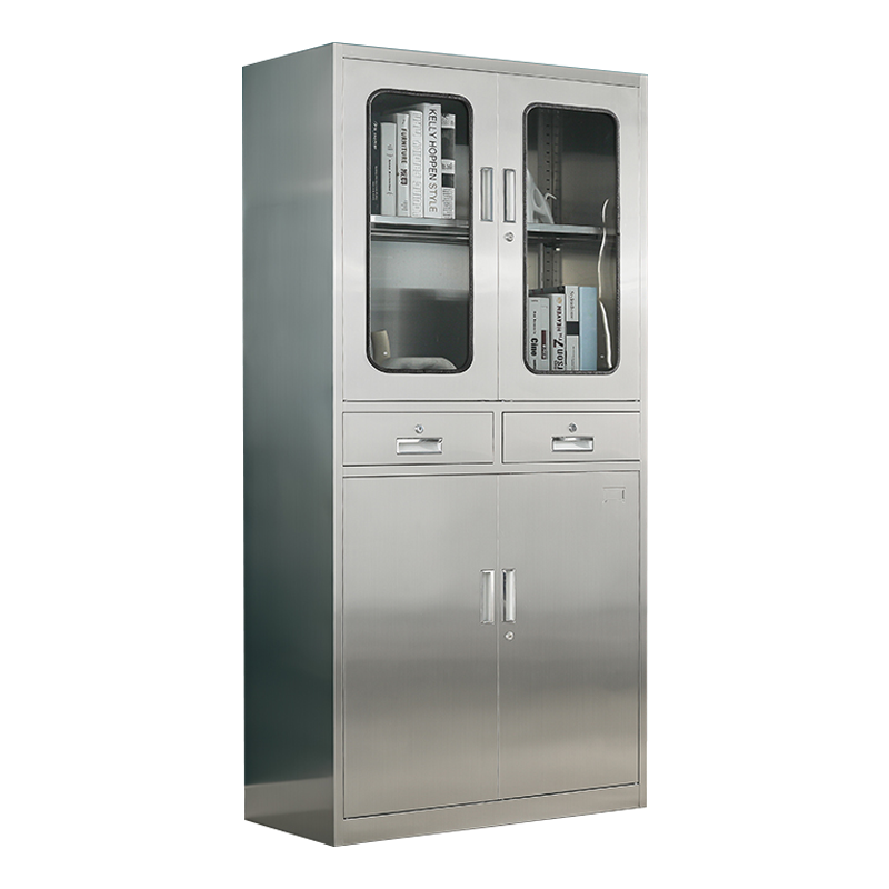 缑氏不锈钢文件柜档案柜资料柜储物柜器械柜仪器柜304全不锈钢二斗柜