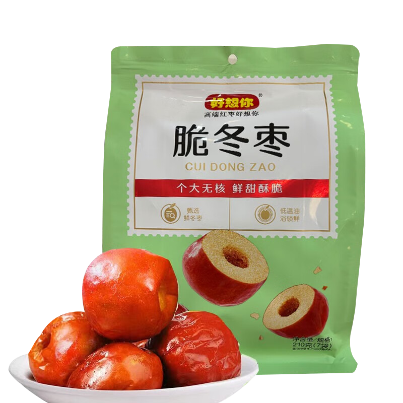 好想你大枣免洗即食一口鲜甜甄选新疆特产脆冬枣210g*1袋