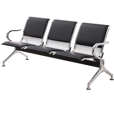 锦北 钢制排椅机场椅加固加厚医院长椅候诊椅连排输液等候椅 B款三皮面