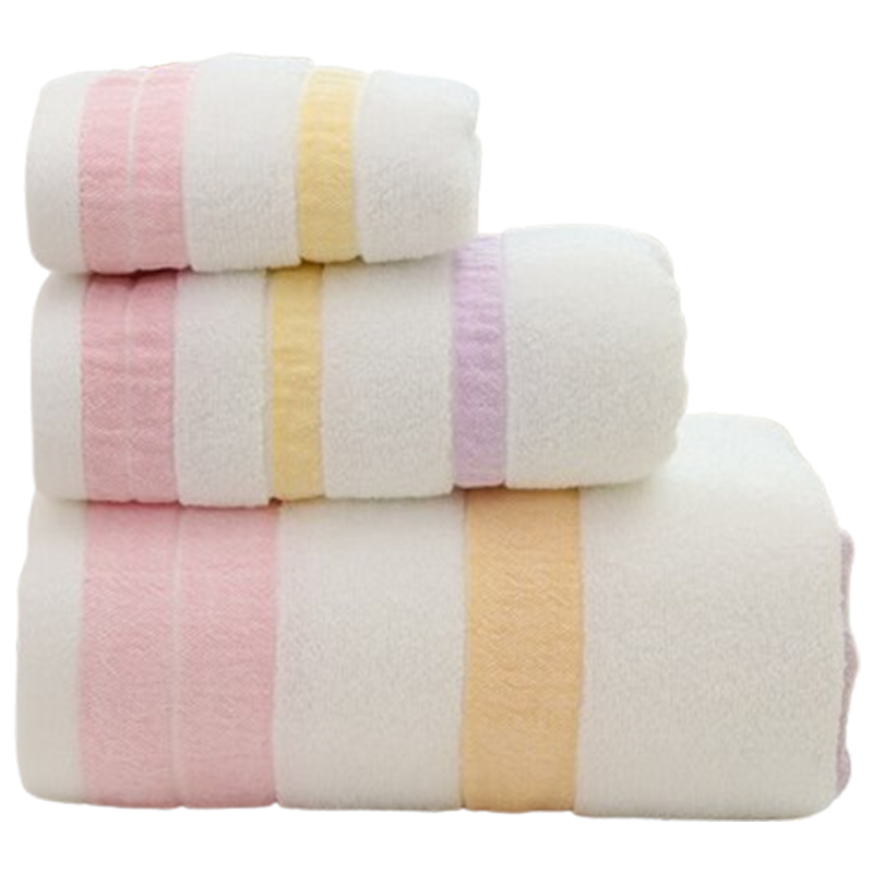 多喜爱毛巾红色全棉面料吸湿透气三色色织雅馨毛巾三件套