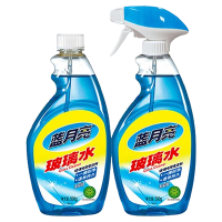 蓝月亮玻璃水组合玻璃清洁剂洗洁擦窗户浴室汽车玻璃水500g*1瓶+瓶补500g*1瓶