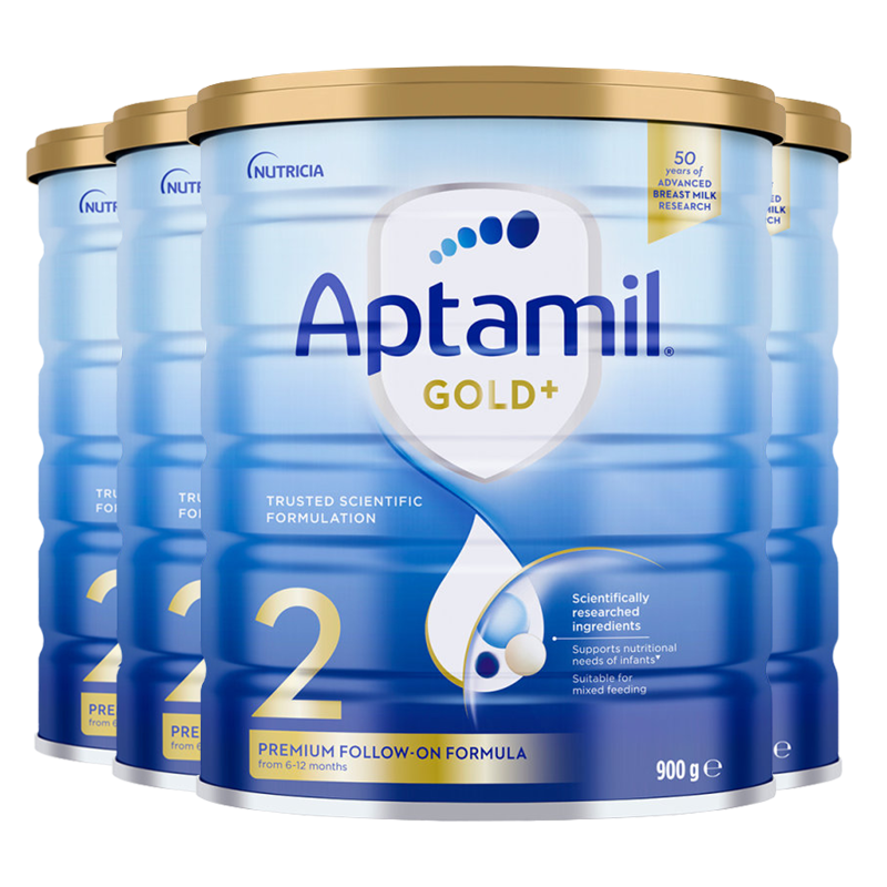 [4罐装 有效期26年8月后]原装进口澳洲爱他美金装婴幼儿奶粉2段900g