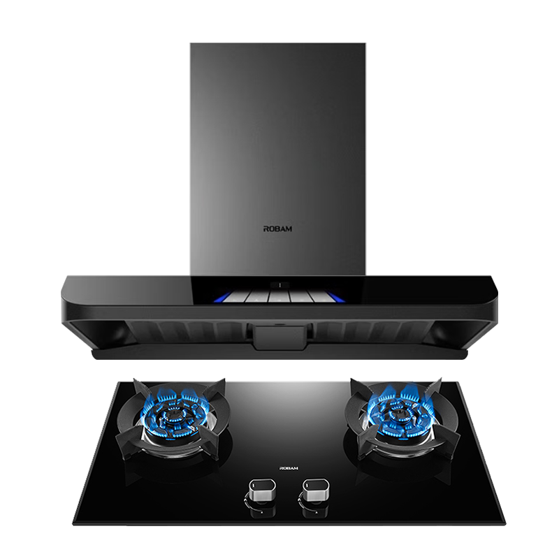 [灵犀科技]老板(ROBAM)烟灶套餐两件套欧式触控式AI控制25立方抽油烟机+5.2灶具厨电套装63A3S+57B0X
