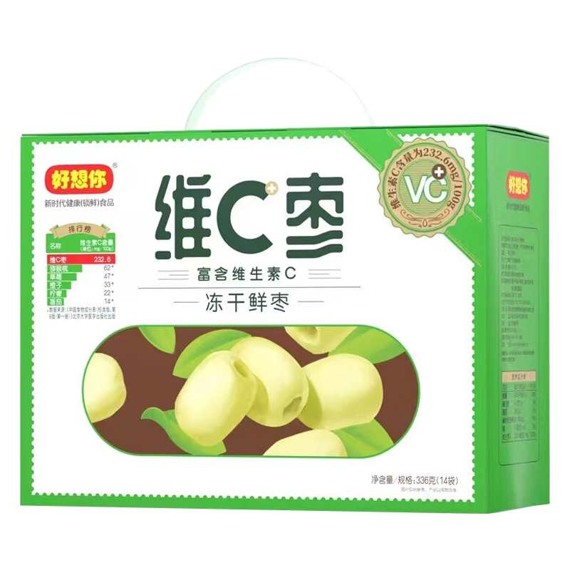 好想你红枣免洗去皮休闲零食小吃冻干枣维生素336g*1盒