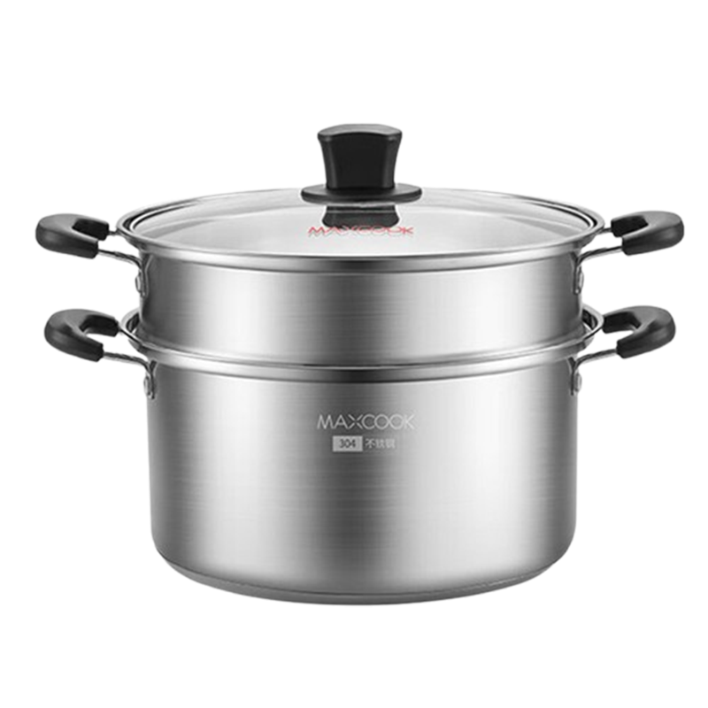 美厨汤锅304不锈钢22cm二层汤煲双层汤蒸锅蒸屉蒸格炖锅MCT1212
