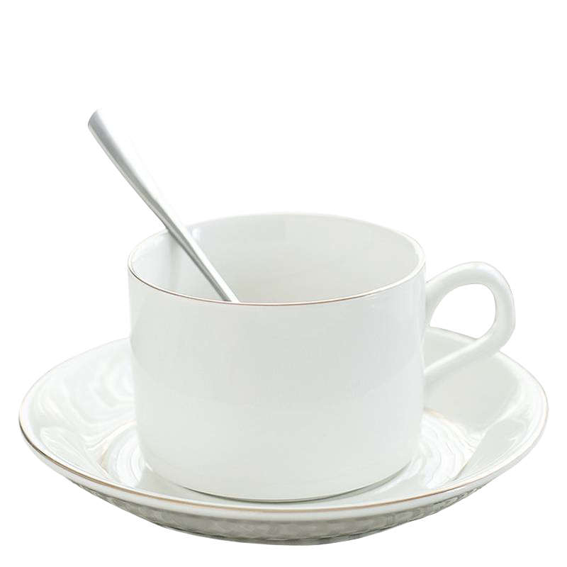 耀豪坤野餐 咖啡套具 陶瓷金边咖啡杯碟茶杯 三件套