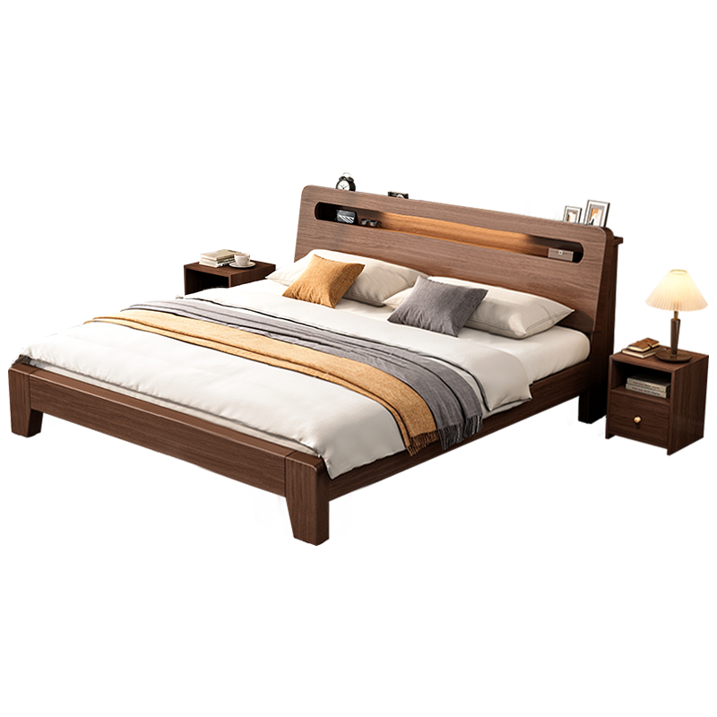 床双人床实木床北欧1.5单人床现代简约原木床1.8米双人床1125