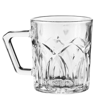 美厨玻璃杯230ml双层隔热防烫耐高温杯子泡茶兰花纹带把手6只装MCB3469