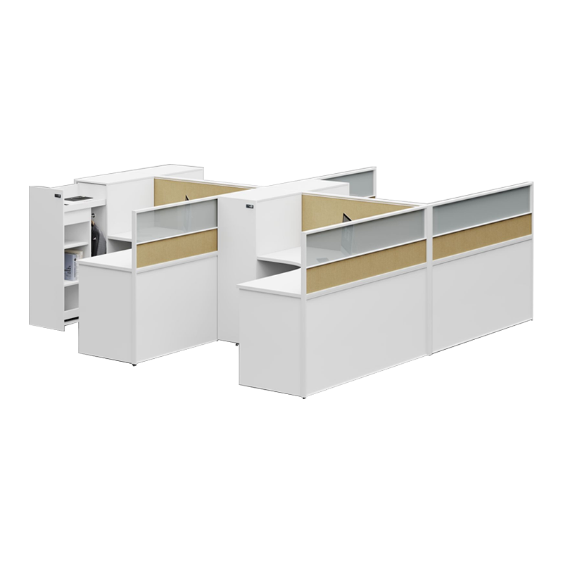 臻远 ZYGW-125屏风工作卡位职员桌办公桌含储物衣柜 工型四人位