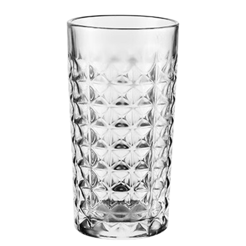 美厨玻璃杯260ml双层隔热防烫耐高温杯子泡茶钻石纹玻璃杯4只装MCB3421