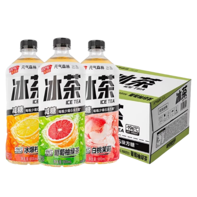 元气森林冰茶900ml大瓶装整箱减糖葡萄柚柠檬茶饮维生素C饮料