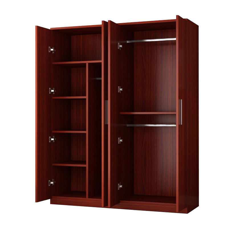 臻远ZY4022349简约木质衣柜衣服收纳柜 柚木色四门