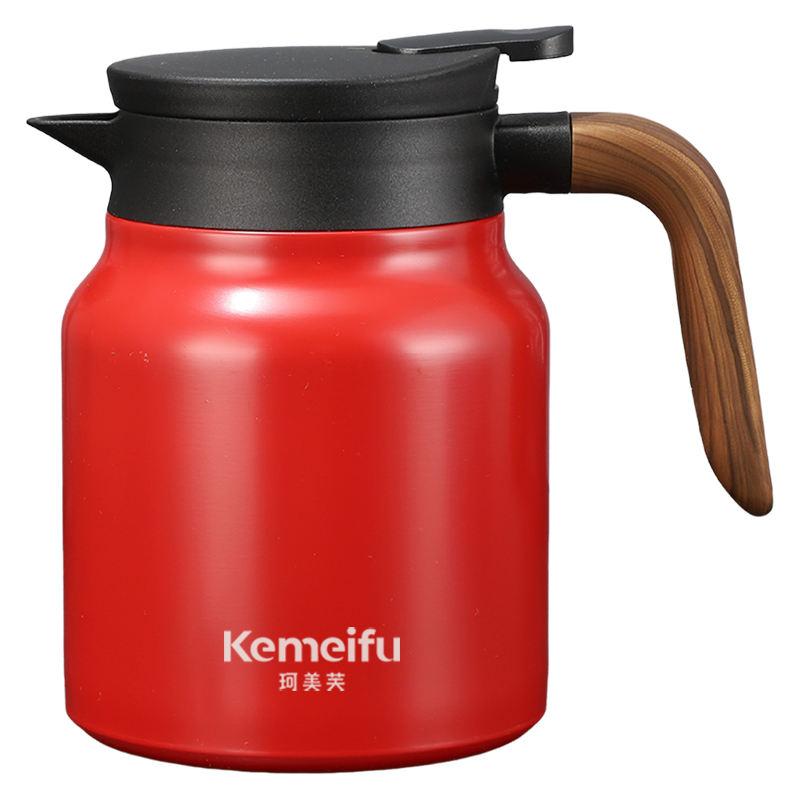 珂美芙 304不锈钢带提手保温茶壶 红色1000ml 个