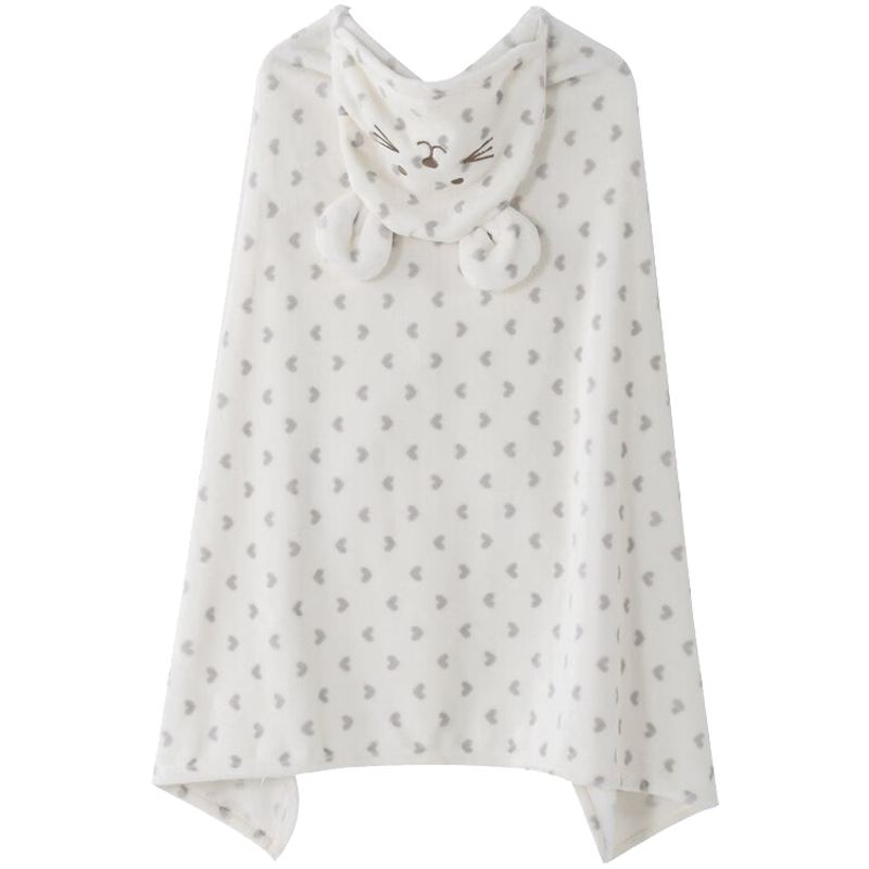 多喜爱披肩毯白色法兰绒质地柔滑细腻多用毯140*100cm