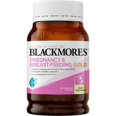 BLACKMORES澳佳宝 Pregnancy Gold 孕妇黄金素软胶囊180粒 1瓶装 叶酸DHA孕期哺乳期澳洲