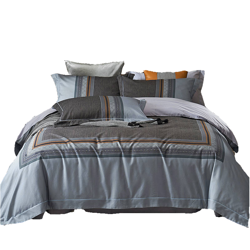 伊伊爱 纯棉60支磨毛条纹四件套