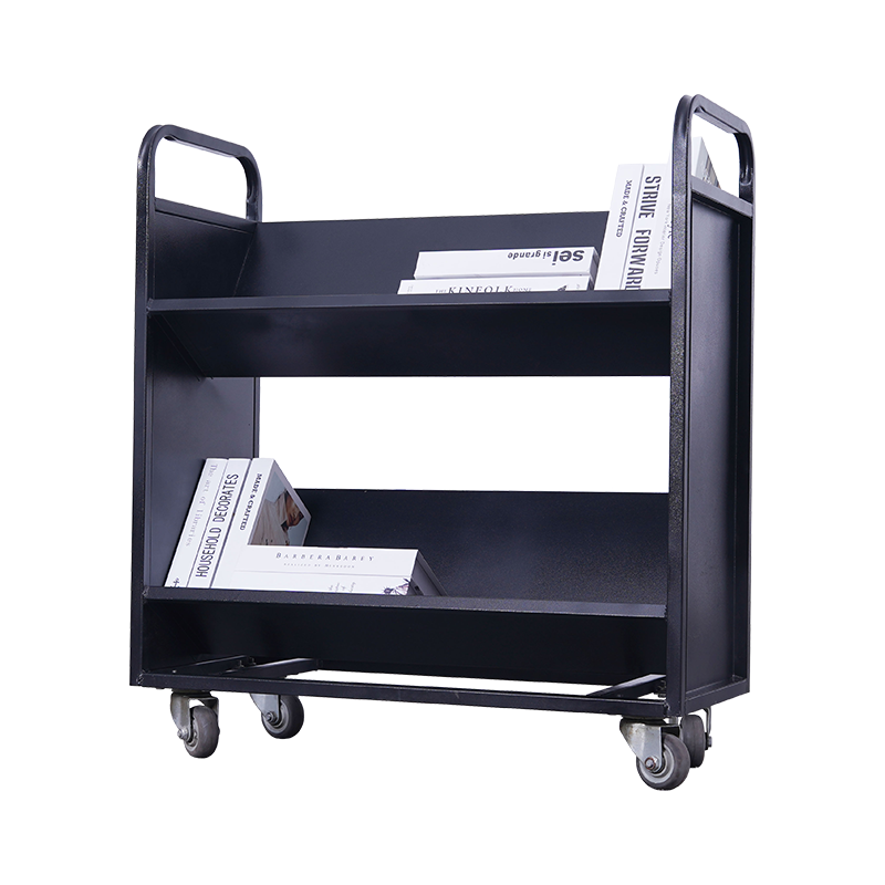 臻远 ZY4092910 档案室推车图书馆小推车手推车 2层V型书车黑色