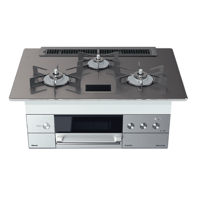 日本代购林内DELICIA75(液晶版 带深烤盘 )燃气灶嵌入式天然气RHS72W38M12RCSTW闪铜镜面24年新款