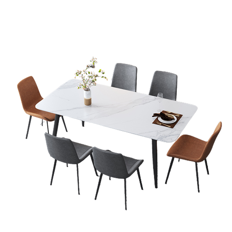 戴劲 岩板餐桌椅组合新中式家用现代简约方形饭桌小户型1.8米一桌6椅