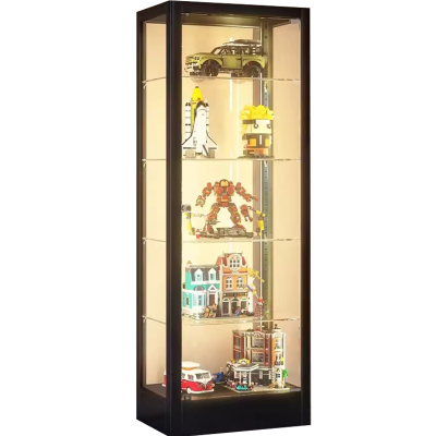 戴劲 透明展柜手办展示柜带灯玻璃柜模型陈列柜单门五层600*400*1800mm