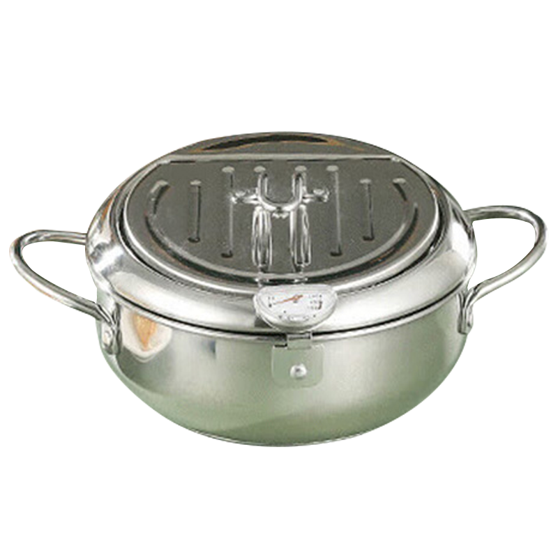 美厨油炸锅304不锈钢20cm控温平底锅电磁炉明火通用MCT6945