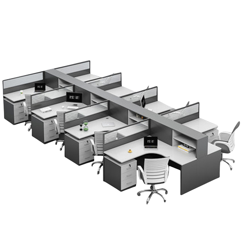 豫庄德工位办公桌八人柜椅组