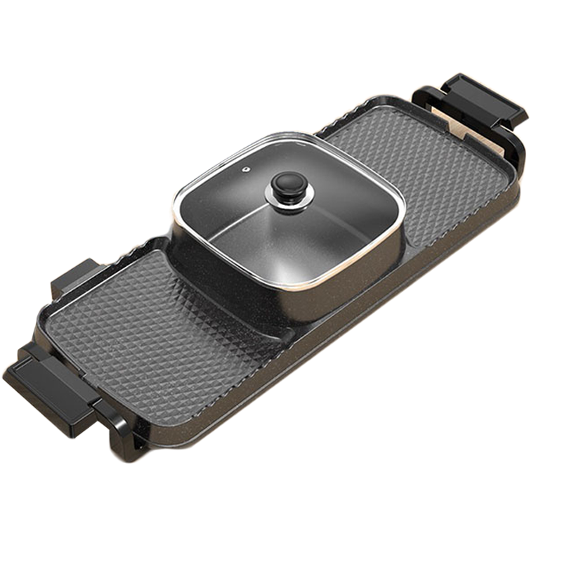 电烧烤炉家用纳丽雅Naliya烤肉机涮烤韩式多功能电烤盘火锅室内烤鱼一体锅 ⭐超大号3-12人款送10件套60张油纸