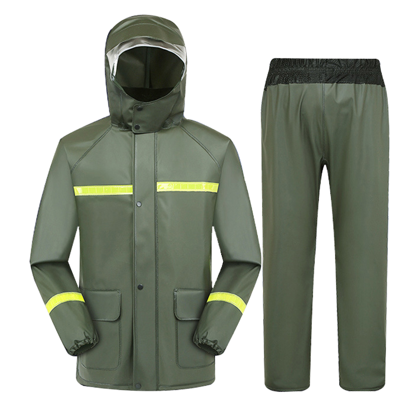 金荷 雨衣 成人雨衣套装 分体式雨衣 针织布雨衣 绿色 XL