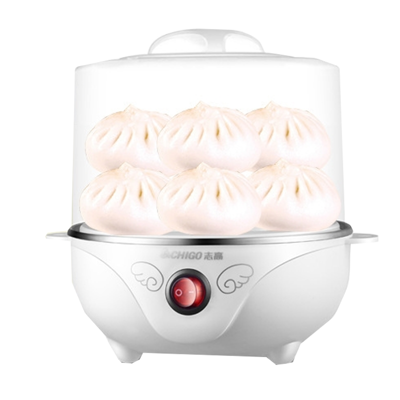 志高蒸蛋器家用单双层三层煮蛋器自动断电304不锈钢早餐机多功能_绿色双层煮蛋器不锈钢碗志高新款