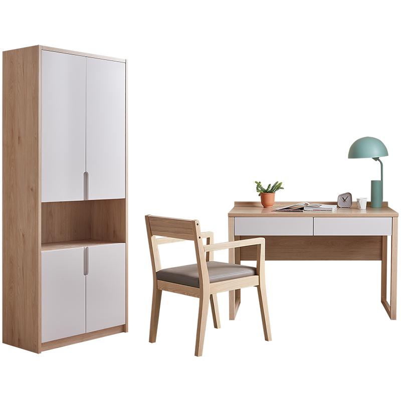 全友家居 北欧简约书桌 水曲柳实木框架 面漆饰面 可搭配书桌椅可选购搭配同系列书柜