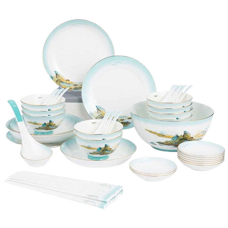 德铂餐具套装绿水青山耐冷耐热陶瓷32件套餐具套装DEP-767