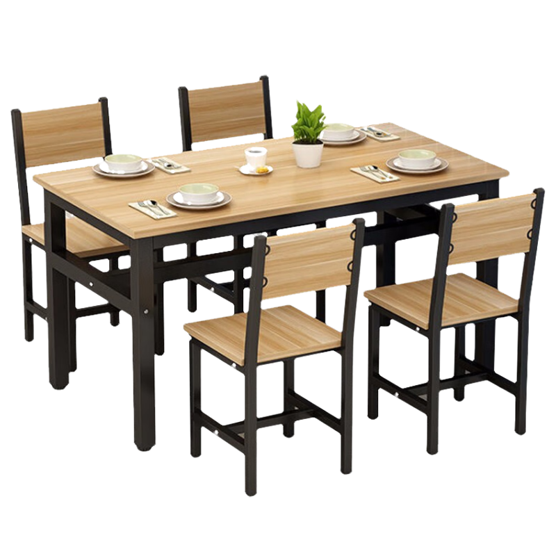 GS广圣 餐桌方桌钢木桌食堂餐桌椅1桌4椅 CB1808 套