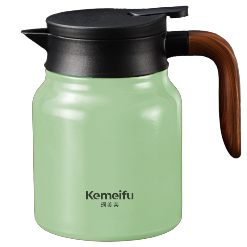 珂美芙 304不锈钢带提手保温茶壶 绿色1000ml 个