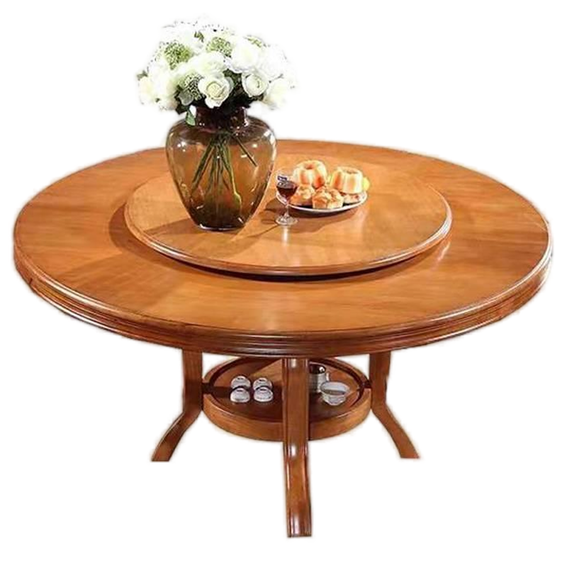 餐桌 实木餐桌中式圆餐桌椅酒店大圆桌家用吃饭桌圆形餐桌 1.3米一桌8椅