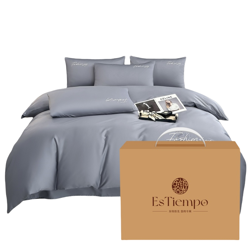 东纺拾光 ES3024 光影鎏金系列长绒棉床上四件套200*230cm 紫灰(单位:套)