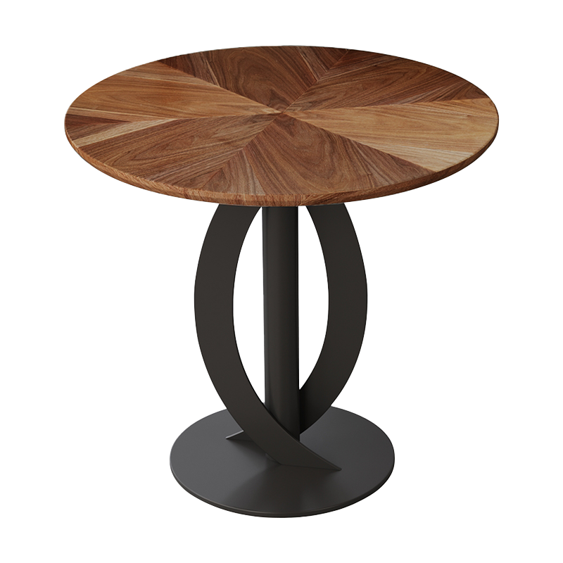 臻远ZY-VC112702 洽谈桌现代小圆桌会客接待商务休闲谈判桌 胡桃色拼花