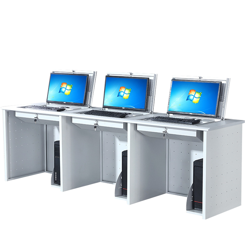 戴劲 翻转桌隐藏式多媒体电教室机房电脑桌嵌入式课桌 040三人位