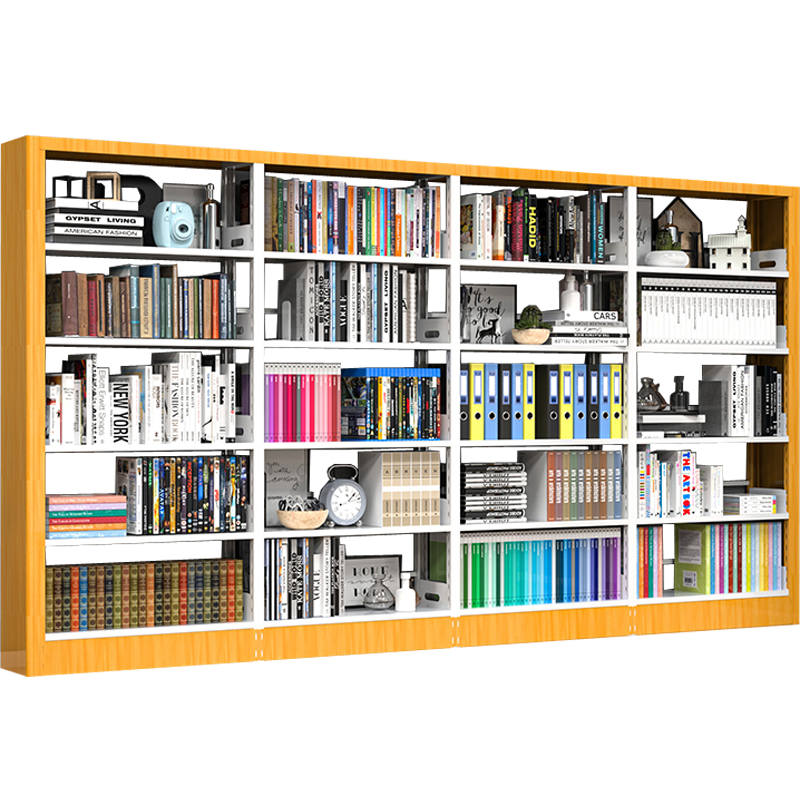 晋舰 书架学校图书馆阅览室书籍架落地资料档案架红色黄色 单面一列四