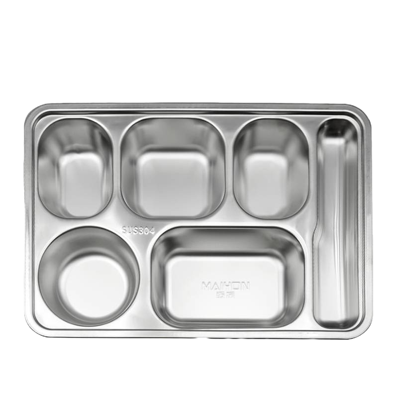 迈援 餐盘 304不锈钢特大加深 五格(带勺位) 个