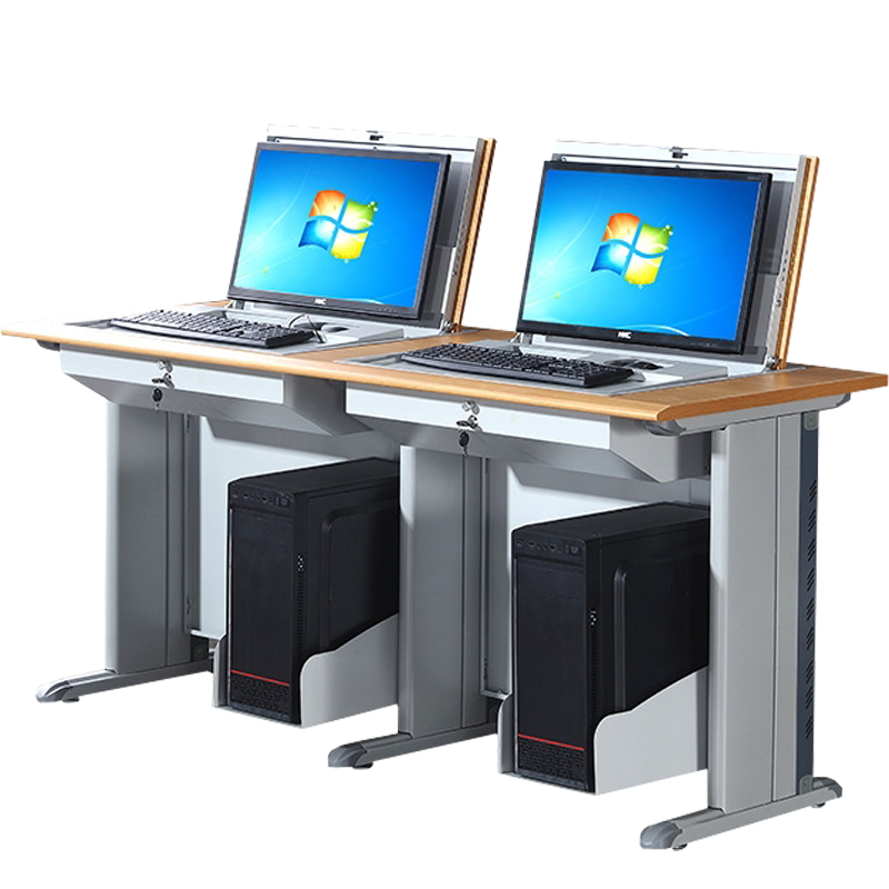 晋舰 翻转桌隐藏式多媒体电教室机房电脑桌嵌入式课桌 030双人位