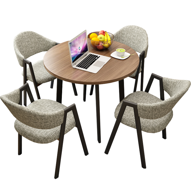 锦北 洽谈桌简约奶茶店桌椅组合休息区谈判桌北欧风会客接待桌 组合八